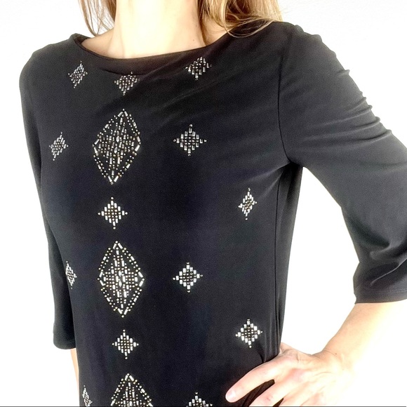 WHITE HOUSE BLACK MARKET | 🖤Beaded Bell Sleeves Mod Shift Dress - Picture 9 of 11